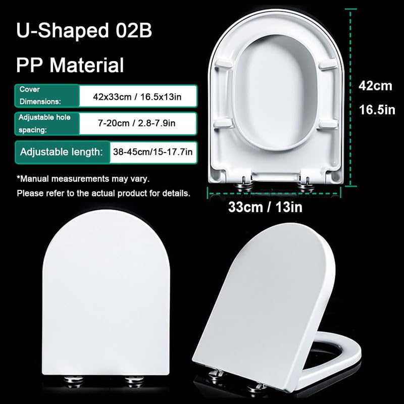 Seduta WC con chiusura lenta, con chiusura rallentata, facile da inserire e pulire, 42 x 33 cm, in polipropilene bianco, perfetto per bagni di casa moderni e decorazioni