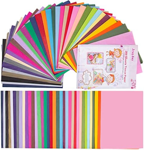 Tissue Paper 360 Sheets in 36 Colors, JroyJoy Bulk Gift Wrapping Tissue Paper, Decorative Art Rainbow Tissue Paper for Gift Bags 12" x 8.4" / A4 Size Art Craft Floral Birthday Party Festival Pom Pom