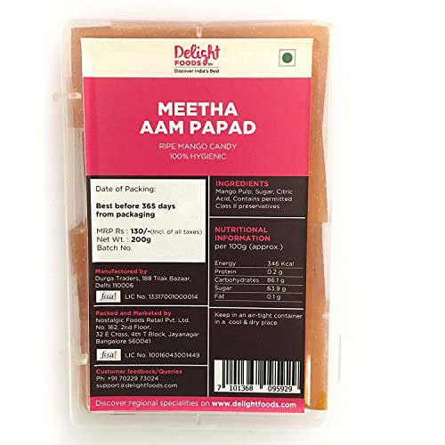 Delight Foods Premium Aam Papad - Mango jelly (Meetha Aam Papad, 200G) Cover