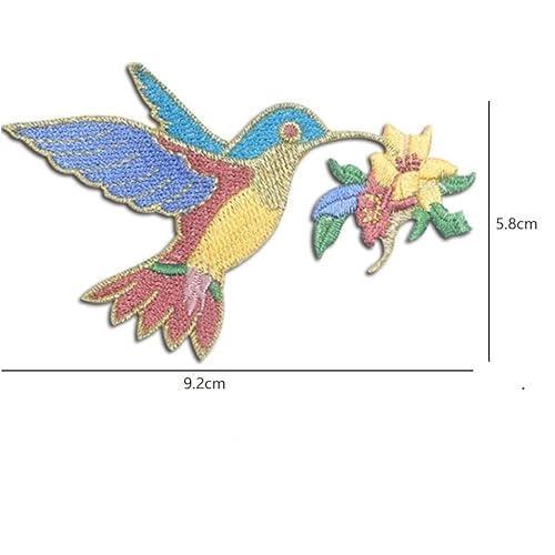 Sourcemall One Pair Iron On/Sew On Patches, Hummingbird Embroidered Applique For Diy Clothing, Jackets, Jeans, Backpacks, Hats, Arts Craft Sew Making (One Pair Colorful Hummingbird) #TOP1