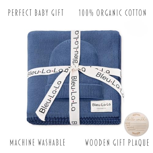 Image of Baby Gift Set - Organic Cotton Newborn Blanket Essentials, Baby Boy Gifts Newborn, for Boys (Luxe - Denim Blue)