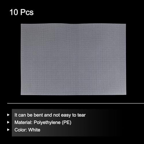 Image of MECCANIXITY 10pcs 16.5 inchx24 inch Plastic Mesh Canvas Sheet 5 Count Needlepoint Blank Canvas for Embroidery Knit Crochet Acrylic Yarn Crafting, White