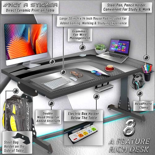 Image of Xtreme PRO Direct Theme Printed Computer Desk for Gaming, Work & Study. Large for PC, Dual Monitors, iMac, and Laptops. Metal & Engineered Wood. Black Stand Desk. 4 Feet-XPB4 (XPB425-CT-211)