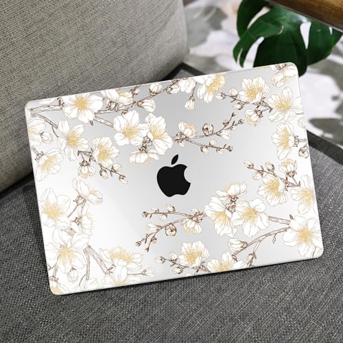 Image of MEEgoodo Case for M5 /M4 /M3 /M2 MacBook Air 13 inch 2026 2025 2024 2022, Fit Model A3449 /A3240 /A3113 /A2681, Case Compatible with MacBook Air 13.6-inch, Cherry Branches