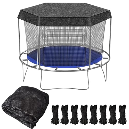 Trampolin Sonnenschutz Abdeckung, 183 244 305 366 427 Trampolin Überdachung Abdeckung UV-Beständige wasserdichte Vollständig bedeckte Trampolinabdeckung für 8 Stangen Trampolinenzubehör