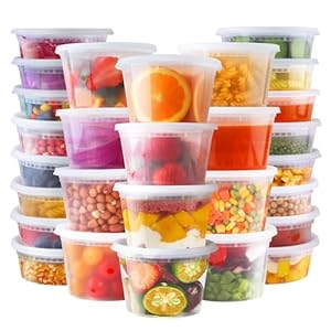 Deli Containers with Lids 50 Sets – Pint Plastic Soup Containers 16oz 8oz Clear Food Storage Containers with Lids Leakproof, Reusable Take Out for Restaurant, Microwave/Freezer/Dishwasher Safe