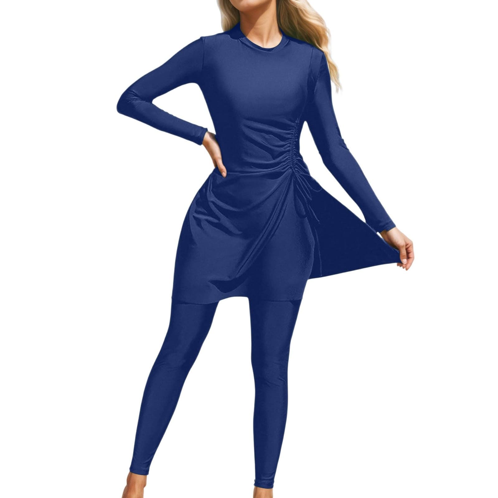 Generisch Protezione solare Musulmano Costumi Da Bagno Donna Femminile Due Pezzi Costume Da Bagno Manica Lunga Spiaggia Estate Burkini Donne Costume Da Bagno Con Pieghevole Bikini Traspirante