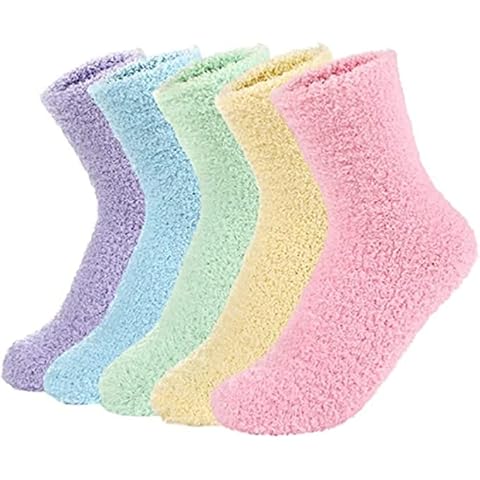 DARENYI 5 Pairs Wool Socks, Winter Socks for Women, Comfy Socks, Soft Thermal Non Slip Cozy Vintage Warm Socks Cover