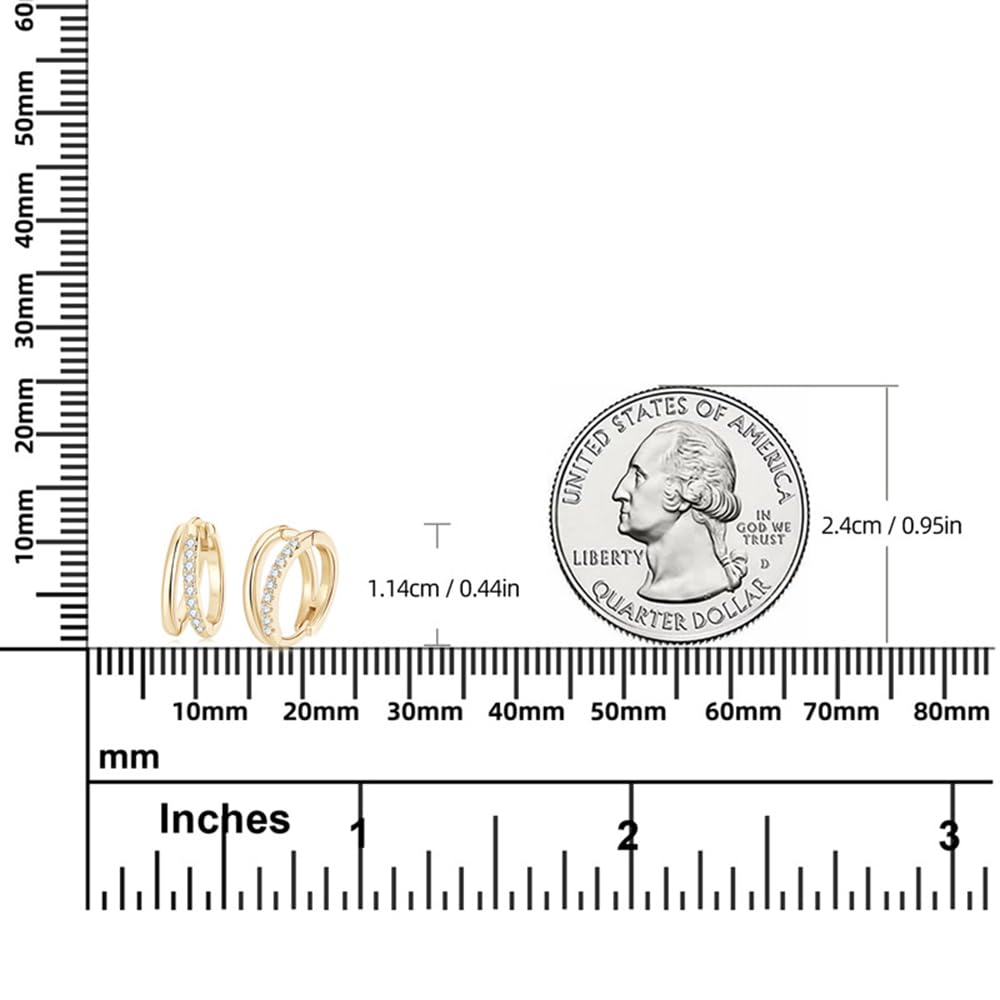 Pendientes de Doble aro para Mujer, Pendientes de aro de Plata, Oro de Ley, pequeños