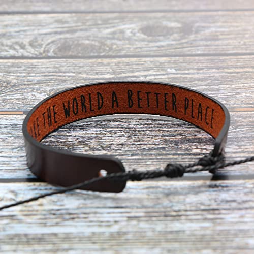 Gifts For Men Husband Boyfriend Leather Bracelet Unique Birthday Christmas Gift For Men You Make The World A Better Place #TOP5