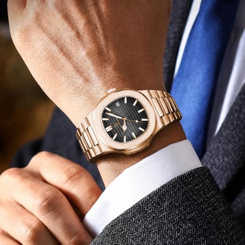 Image of Gosasa Fashion Men's Watches Date Business Watch Stainless Steel Luxury Style Luminous Quartz Waterproof Analog Display Male Wristwatch