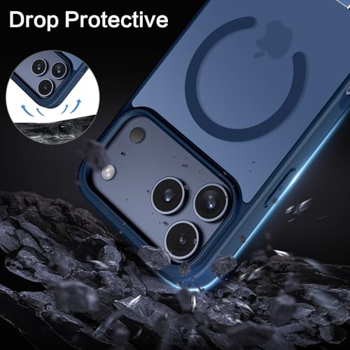 Coque iPhone 17 Pro Max MagSafe avec béquille invisible antichoc bleue - 7