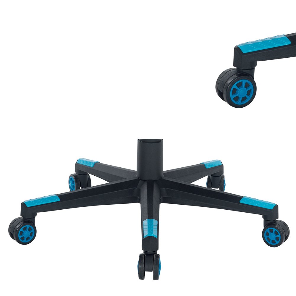 BAKAJI Sedia Poltrona Gaming Scrivana Ufficio Casa in Ecopelle Schienale Reclinabile Cuscino Lombare Poggiatesta Rotazione 360 gradi Direzionale Altezza Regolabile 5 Ruote (Blue)