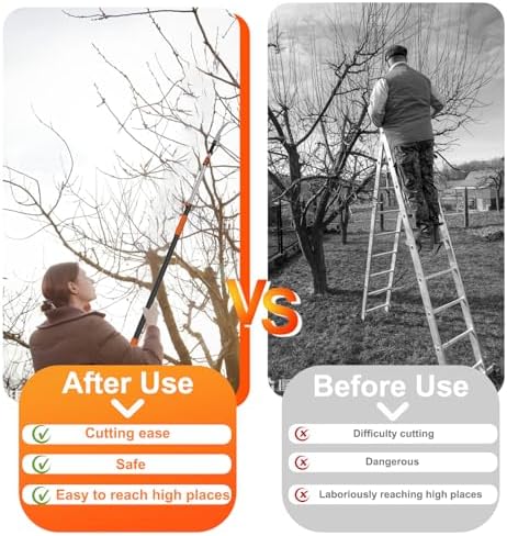 LAANPOLE 26FT Pole Saw, Telescoping Tree Trimmer with 5-20FT Extension Pole, Manual Branches Pruner for Backyard — view 4