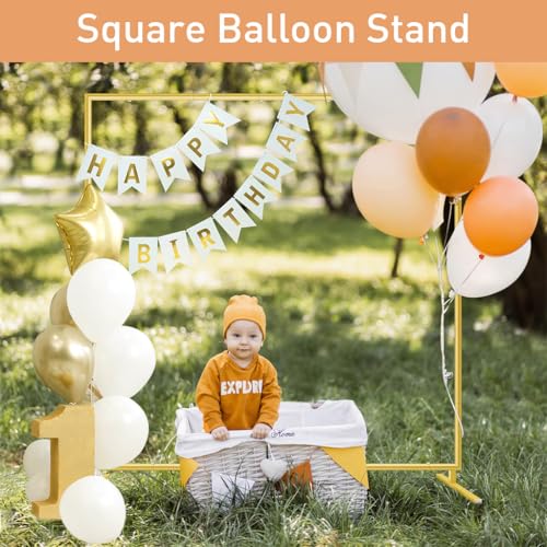 Image of Supvox Square Balloon Arch Stand - Gold Party Decoration Stand - Metal Arch Backdrop Stand /Wedding Arch Stand - Adjustable Arch Stand for Decoration Ceremony, Birthday, Party Supplies (6.6x6.6FT)