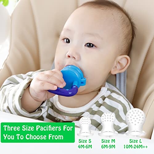 Baby Fruit Feeder/Food Feeder Pacifier for Babies (2 Pack) - HAOBAOBEI Mesh Teethers for Babies, Infant Teething Toy in Appetite Stimulating Colors, Bonus Includes 3 Sizes Silicone Pouches