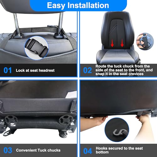 Image of Car Kick Mats Back Seat Protector for Toyota Camry with 2 Pocket Storage Organizer - Faux Leather Back Seat Covers for Kids Feet Waterproof Dirt Automotive Accessories (1 Pair,Black)