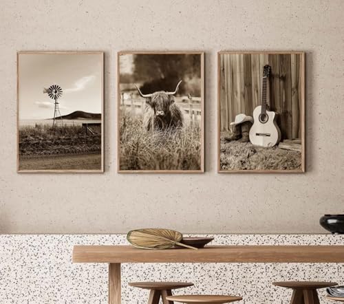 Affiche rétro de paysage de ferme pour une décoration murale de salon chaleureuse