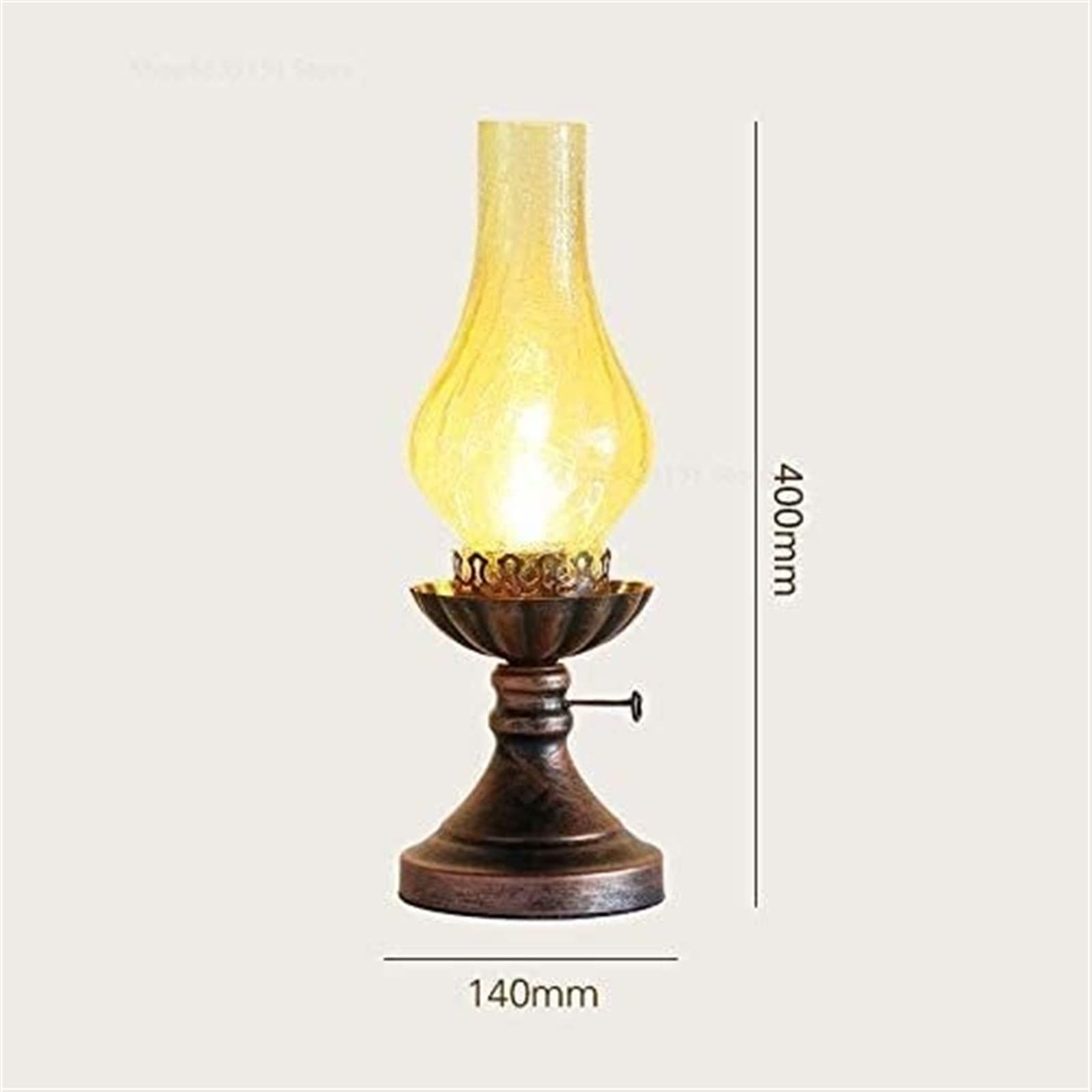 Glas Kerosinlampe Öllampe, Elektrische Glas Petroleumlampe Amerikanische Retro Nostalgische Tischlampe Klassische Antike Eisen Petroleumlaterne(Yellow)