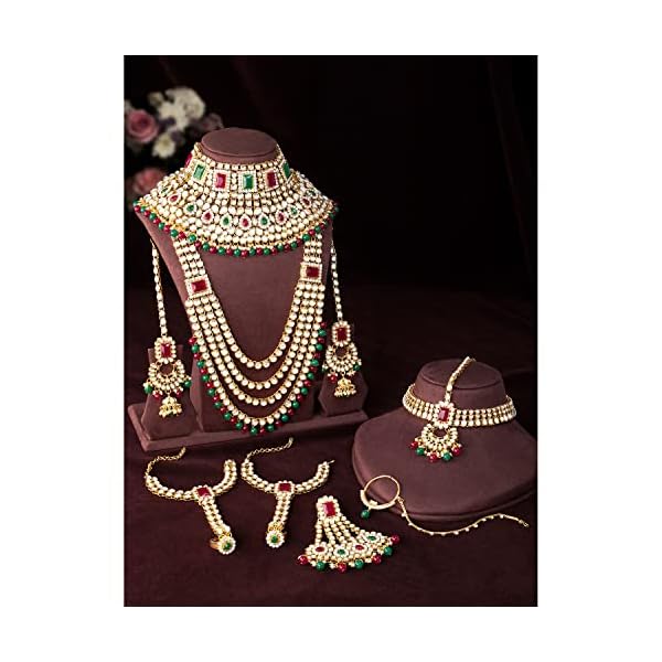 Peora Ethnic Indian Traditional Kundan Dulhan Bridal Jewelry Set Gift for Women - Image 6