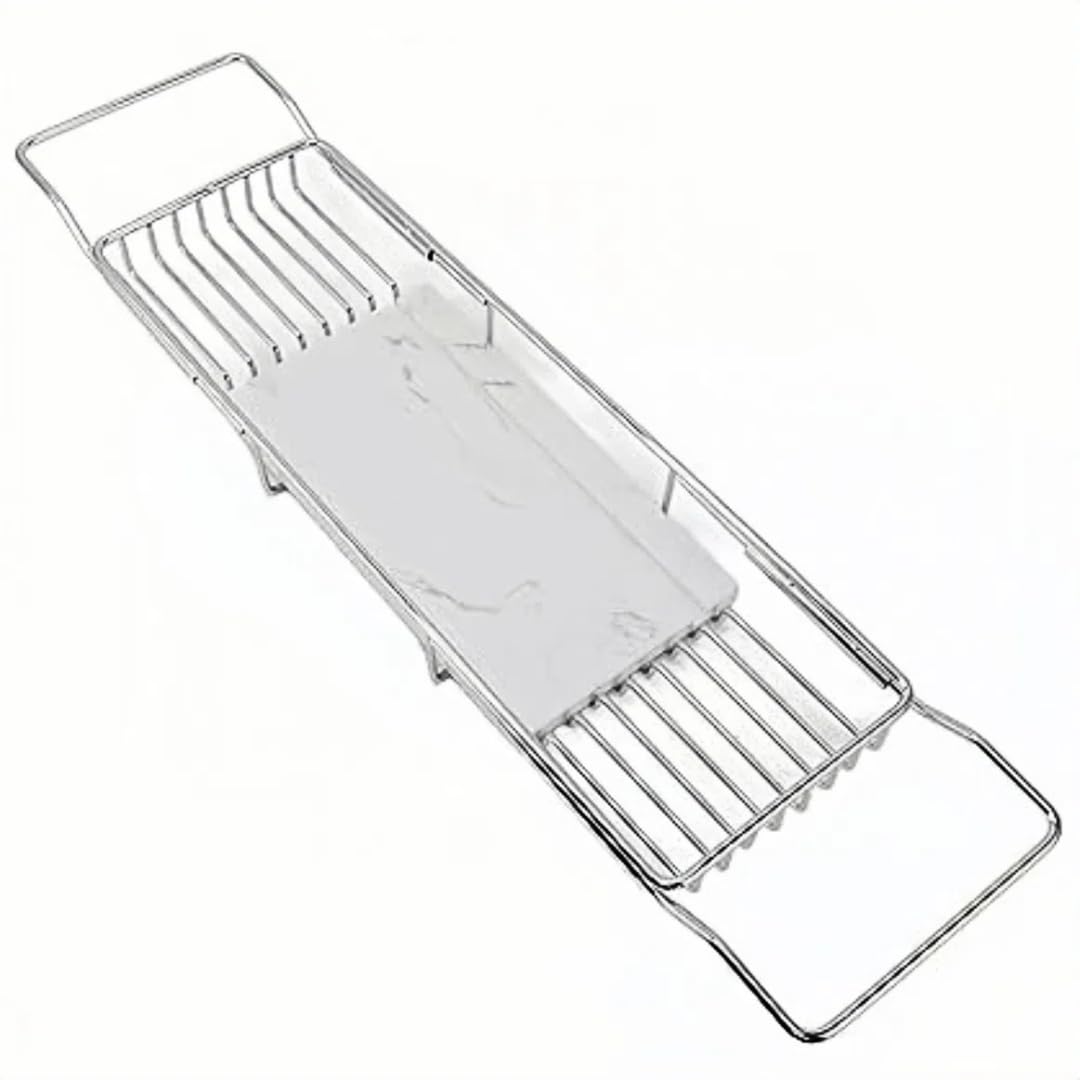 JKJZSALJ Expandable Stainless Steel Bathtub Tray With Nonslip Supportperfect For Relaxing Baths Holds Drinks & Essentials Adjustable Design For All Tub Sizes-C