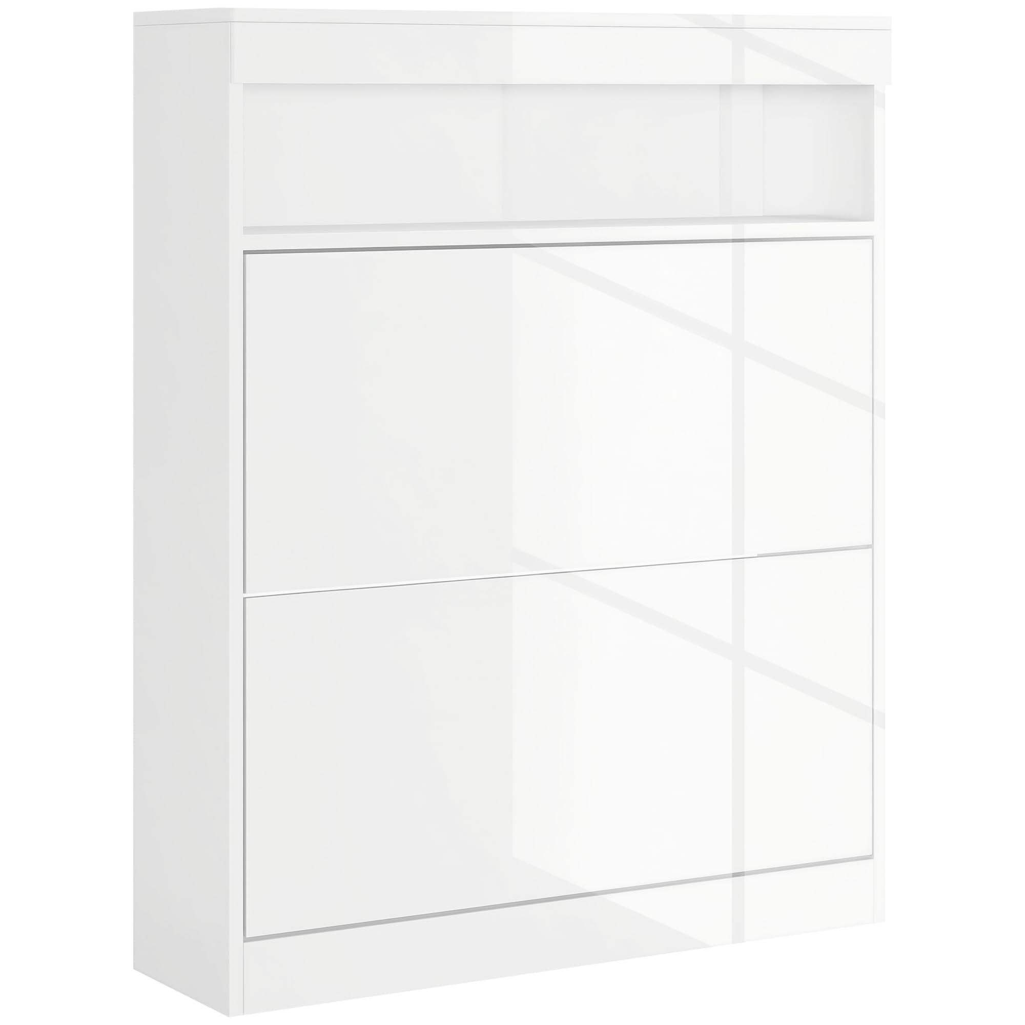 Rackhams Black Wall Mounted Or Freestanding Shoe Cabinet With 2 Flip Drawers,