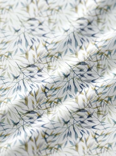 Image of DDECOR Live Beautiful 100% Cotton 145TC Leaves King Bedsheet with 2 Pillow Covers | Rotary Printed Breathable Fabric | 224 CM X 254 CM | Luxury Bedding for Home | Cresta Collection | Blue Shadow