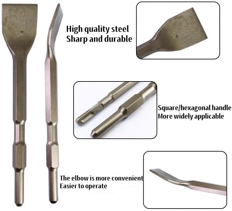 Lot de 7 burins SDS Plus pour maçonnerie, béton, marteau rotatif avec pointe plate, large et inclinée