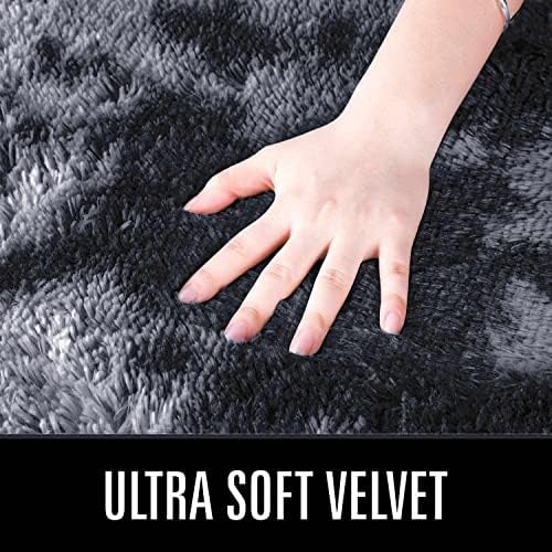 Calore Soft Area Rug Modern Fluffy Shaggy Rugs for Bedroom Carpet for Living Room Kids Room Nursery Rug Play Mat (Black Grey, 3' 9'' x 5' 2'' (120 x 160cm)) 4 51Gd48LvaVL. AC