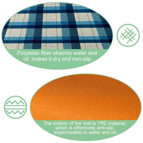 Alfombrillas de cocina para pasillo y cuarto de lavado con cuadros 6