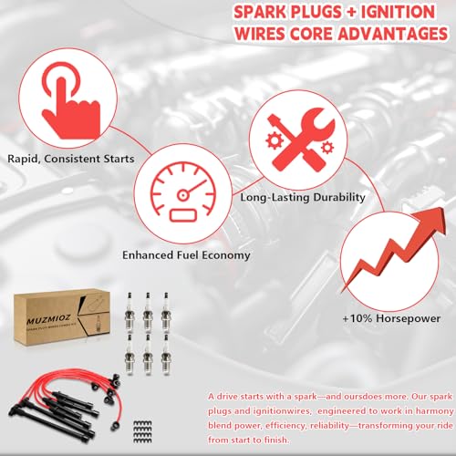Set of 6 PCS Ignition Spark Plug Wires 671-6197 8113 RC-NX14 & 6 Iridium Spark Plugs Set Compatible with Nissan Frontier Xterra Pathfinder INFINITI QX4 - Image 6