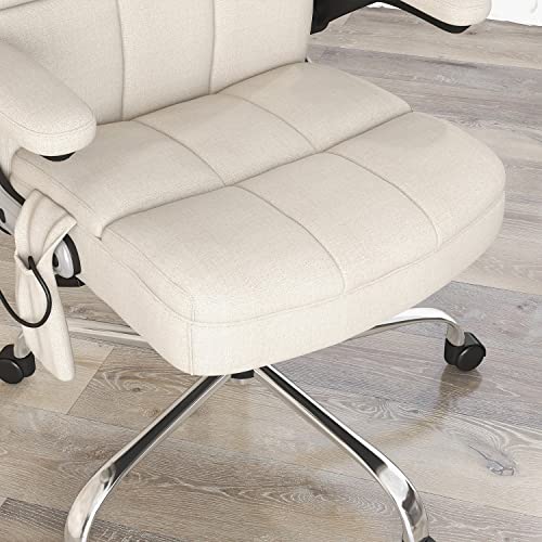 Patiowell High Back Fabric Home Office Chair With Swivel, Ergonomic Computer Chair With Thickened Cushion And Massage Function, Biege #TOP4
