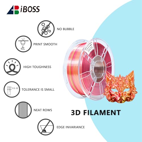 Image of iBOSS Silk PLA Plus 1.75mm Dual Color Filament, Clog-Free Shiny 3D Printer Filament, 1kg Spool(2.2lbs), Dimensional Accuracy + /- 0.02 mm, Fit Most FDM Printer(Silk Red and Gold)