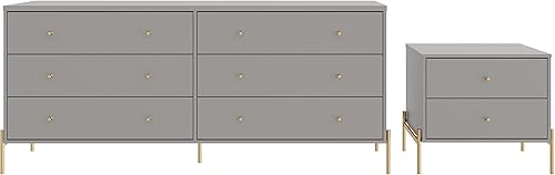 Manhattan Comfort Jasper - Juego de 2 cómodas y mesita de noche para dormitorio, estilo moderno, cómoda de extensión completa para armario o sala de