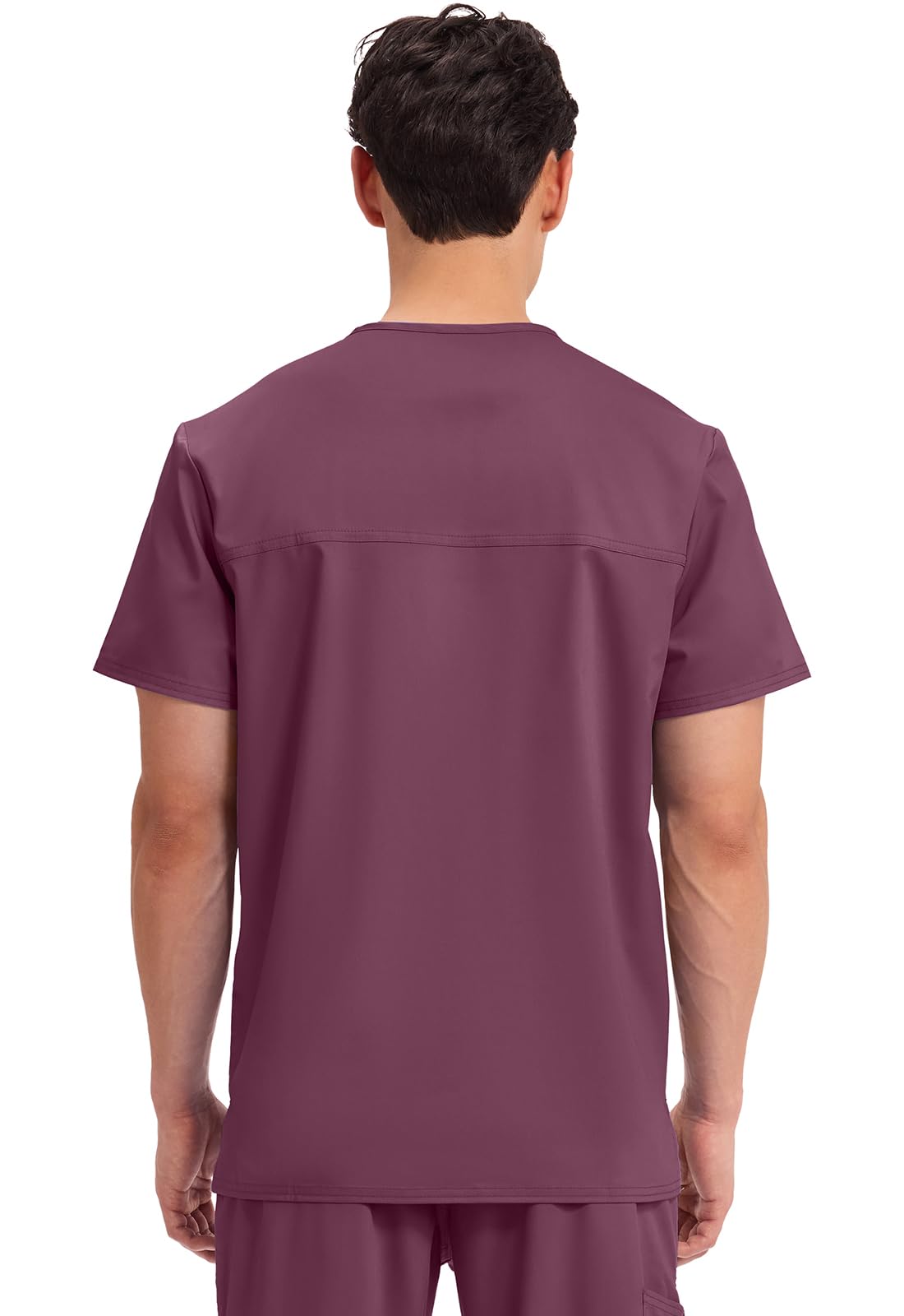 Cherokee Women Scrubs Set Workwear Revolution WW670 V-Neck Top & WW140S Fly Front Pant, Wine- S Top / M Short Pant