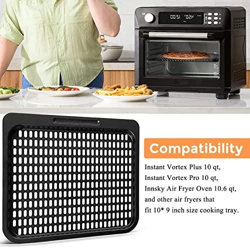 Air Fryer Cooking Tray For Instant Vortex Plus10 Qt, 2 Pcs Food Grade Nonstick Replacement Rack Parts Grill Pan Crisper Plate For Powerxl Chefman Innsky Crownful 10.6Qt Air Fryer Oven, Dishwasher Safe #TOP5