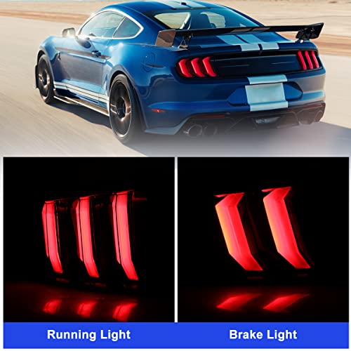 Roxx Led Tail Lights Assembly For 2015-2023 Ford Mustang/Shelby Gt350 And 2018-2020 Shelby Gt500, Taillights Pair W/Led Sequential Turn Signals, Full Led, Full Sealed, Driver & Passenger Side (Clear) #TOP6