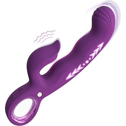 Thrusting Vibrator Adult Sex Toys, 3 in 1 G Spot Finger Vibrator Women Sex Toys - 7 Thrusting & 7 Vibrating Modes, 8.3 Inch Thrusting Dildo Adult Toys Clitoral Stimulator for Women Couples (Purple)