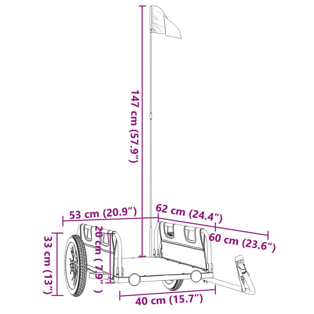Remolque de bicicleta hecho de tela Oxford resistente y hierro con recubrimiento en polvo, 30 kg de carga, plegable con reflector para transportar de forma segura equipaje, niños, perros, apto