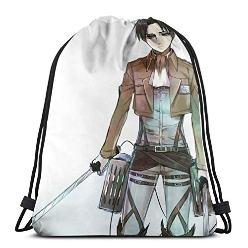 Attack-On-Titan Levi Trekkoordtassen Gym Rugzak Schoolrugzak PE Swim Reizen Sporttas Kids Jongens Meisjes Mannen…
