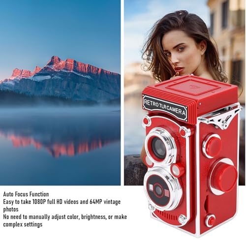 Cámara Digital Vintage Dpofirs 64MP Retro TLR Roja miniatura 5