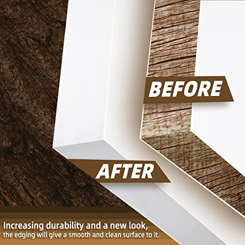 Image of GSCIT Club White Flexible Edging Trim, 13 /16 inch x 100ft Melamine Edge Banding with Hot Melt Adhesive Pre-glued for Plywood Cabinet Furniture