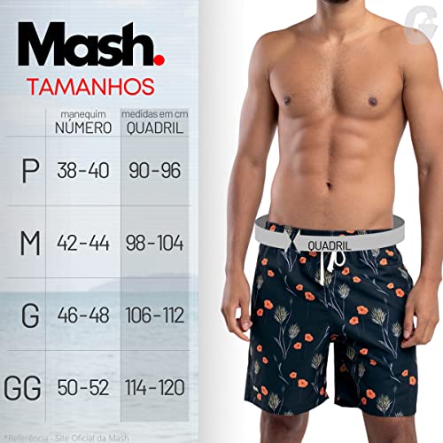 SHORTS CASUAL FLORAL PINCELADO PRETO G MASH