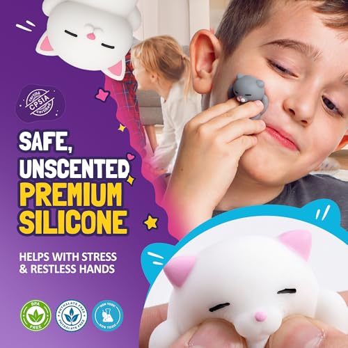 Image of Nutty Toys Squishy Cat Set - 2 inch Soft Silicone Kawaii Kitties, Top Stress Relief Toy 2026 Unique Gifts for Teens Kids Women Men Adults Best Teenage Girls Teen Boy Tween Christmas Stocking Stuffers Idea