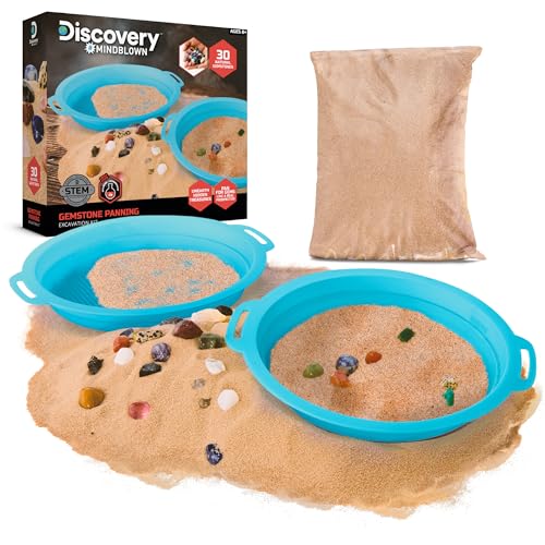 Discovery™ Gemstone Panning STEM Kit – Pan for 30 Real Gems| 2 Sifting Pans, Sand & Learning Guide| Educational Science Activity for Kids| Geology Rock Excavation Set| Boys & Girls Toy Gift| Ages 8+ - image 1