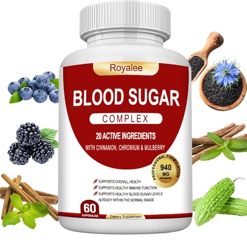 Blood Sugar Complex Supplement Helps Maintain Healthy Blood Sugar Levels Herbal Blend with Bitter Melon Mulberry Leaf Cinnamon Bark Chromium & Alpha Lipoic Acid Non-GMO 60 Capsules