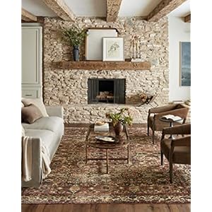 Loloi Magnolia Home by Joanna Gaines x Loloi Banks Collection Machine Washable BAN-04 Brick / Ivory, 7′-6″ x 9′-6″, Area Rug