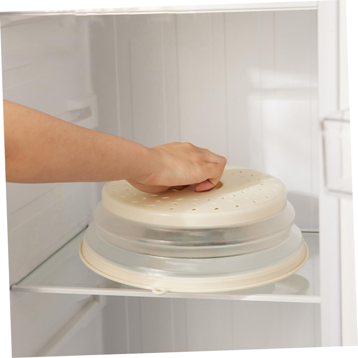 SECFOU Copertura Antischizzi per Microonde in Pp Riutilizzabile 4 Pezzi Facile Stoccaggio per Cucina, Protezione Alimenti Resistente al Calore Colore Casuale