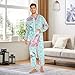 Poeticcity Couples Matching 1 PC Pajama, Unisex Soft Fleece Zip Up Hooded Pjs Jumpsuit Sleepwear Playsuit Lounge-wear(XXL) Watercolor Pink Dolphin Ethnic Tribal Dolphins on Dots Turquoise