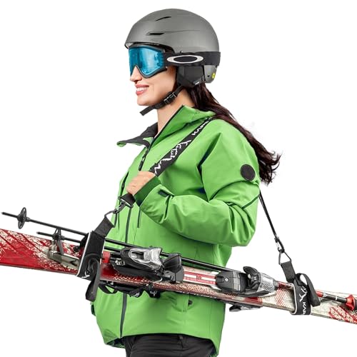 Kapstrom - Ski & Pole Carrying Straps - Black - Skiing Gear Carry Strap/Pole Carrier - Adjustable Length Cushioned Shoulder Sling - Skis Holder - Snowboard Accessories for Men Women Kids